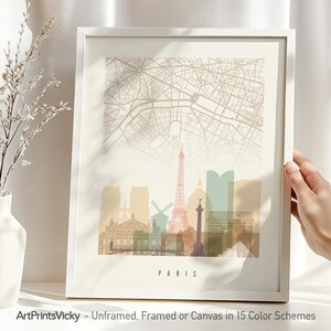 Paris Map Wall Art Print, City Poster for Home or Office Decor