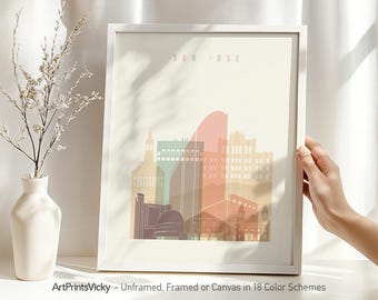 San Jose CA print, wall art poster, travel gifts, office decor | ArtPrintsVicky