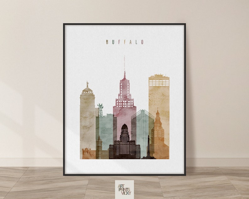 Buffalo NY Print, Poster Skyline, Buffalo NY Wall Art, Travel Poster, City Art, Personalised print ArtPrintsVicky image 2