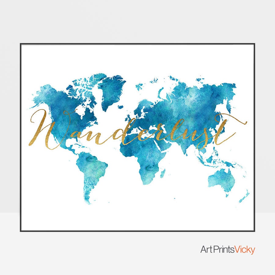 Wanderlust World Map Poster World Map Print Travel World Etsy