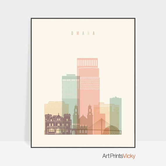 Omaha Print Poster Omaha Skyline Nebraska Cityscape City Etsy