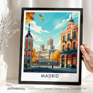 Madrid Spain Art Print: Colorful Cityscape, Spanish Architecture