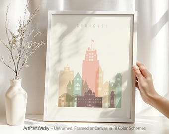 Syracuse Skyline Print, Wall Poster, Travel Art | ArtPrintsVicky