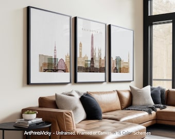 Washington DC 3 Piece Wall Art Prints, Washington DC Skyline Poster Set | ArtPrintsVicky