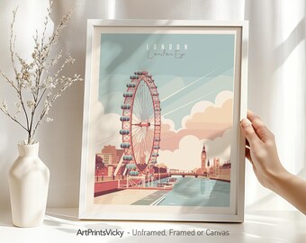 London wall art print | London poster | Decor for home & office | Travel gift | Wall Hanging Pastel city prints | ArtPrintsVicky