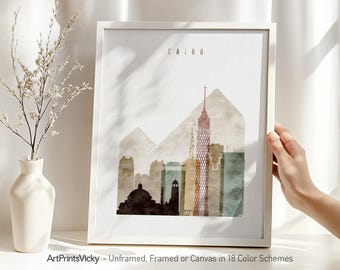 Cairo Poster in Warm Watercolors | ArtPrintsVicky