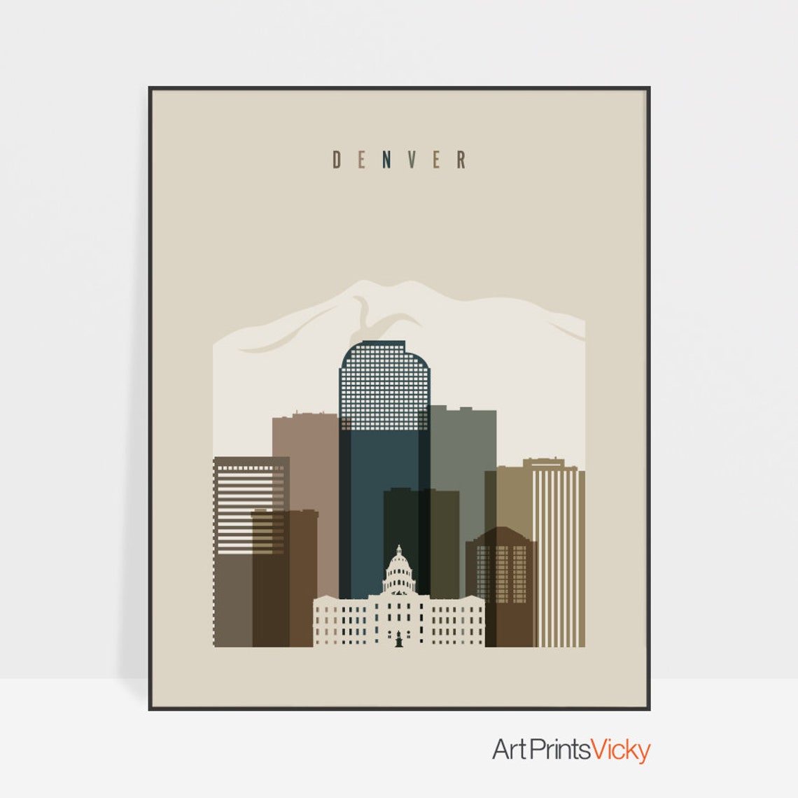 Denver poster wall art print Colorado cityscape Denver Etsy