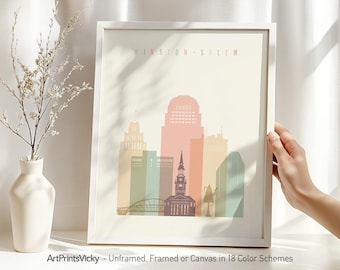 Winston Salem Wall Art Print, Skyline Poster, Cityscape Travel Decor
