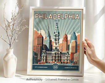 Philadelphia Print | Poster Wall Art | Pennsylvania City Skyline Travel Art | Decor for Home and Office | Personalised Gift | ArtPrintsVicky