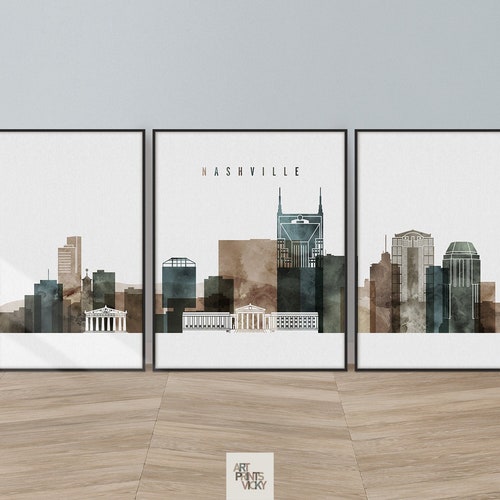 Nashville Wall Art Set of 3 Photo Prints Downtown Nashville Etsy