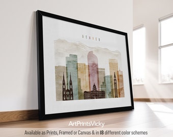 Denver art, Denver poster wall art print, Skyline travel print, City print, Personalised gift | ArtPrintsVicky