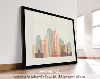 Philadelphia poster, Philadelphia skyline wall art print, Pennsylvania city travel print, Personalised print | ArtPrintsVicky