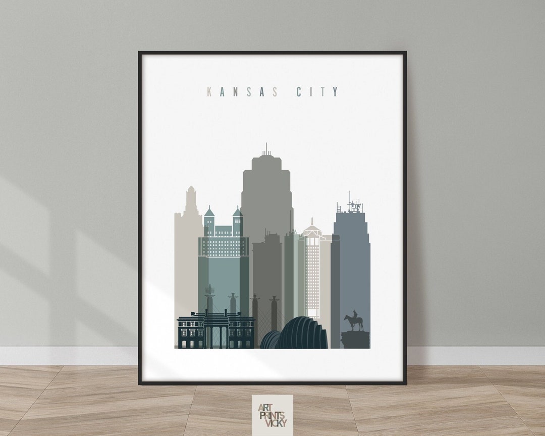 Kansas City Art Print Poster Wall Art Kansas City Skyline - Etsy