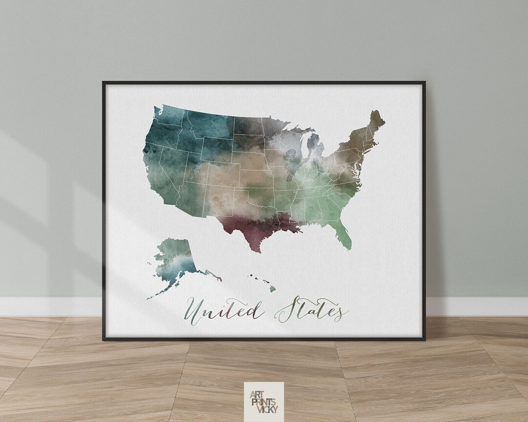 USA Map Wall Art USA Map Art United States Map Print USA Etsy