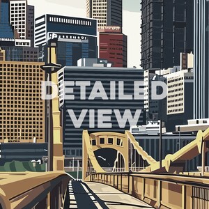 Pittsburgh Print, Pittsburgh Travel Poster, Pennsylvania Skyline, Decor for Home and Office, Personalised Anniversary Gift ArtPrintsVicky image 3