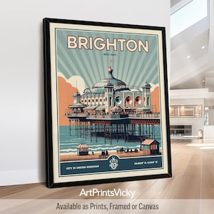 Brighton Print | Brighton Poster Wall Art | Retro Decor for Home and Office | Personalised Gift | ArtPrintsVicky