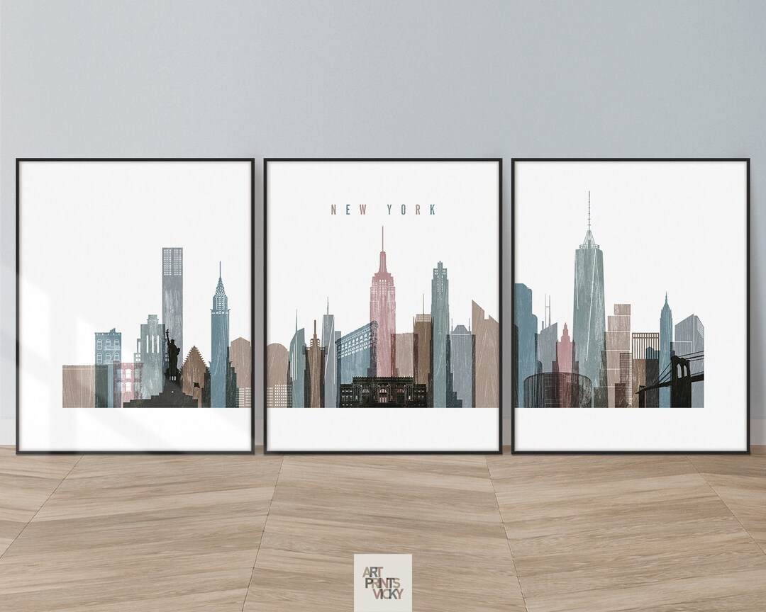 Large Wall Art of New York City Skyline New York 3 Piece Wall Etsy UK