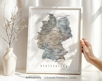 Germany Map Poster Print , Travel Map Wall Art, Personalised gifts | ArtPrintsVicky