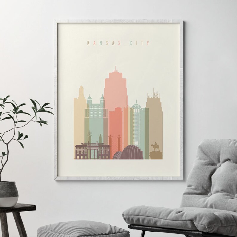 Kansas City Wall Art Kansas City Print Kansas City skyline Etsy