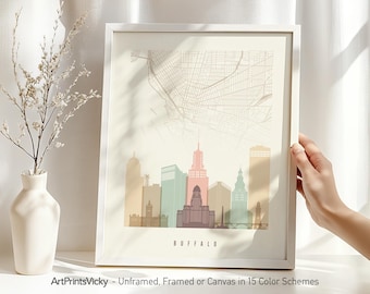 Buffalo NY Map Print - City Map & Skyline Poster | ArtPrintsVicky