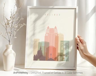 Orlando Wall Art Print | Poster Skyline | Framed and Canvas | ArtPrintsVicky