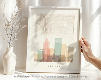 Portland Street Map Print - City Map & Skyline Poster | ArtPrintsVicky