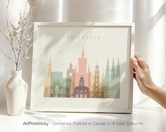 Edinburgh skyline print, cityscape poster, Scotland city art, travel gift, wall decor | ArtPrintsVicky