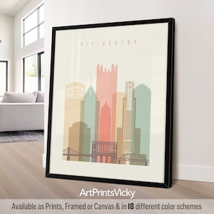 Pittsburgh print, Pittsburgh wall art poster, Pittsburgh Pennsylvania skyline, city travel print, Personalised print | ArtPrintsVicky