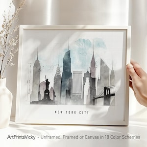 New York poster skyline, New York art print, ArtPrintsVicky