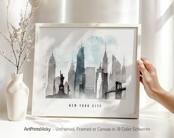 New York City Art Print - Skyline Poster - Framed & Canvas Options | ArtPrintsVicky