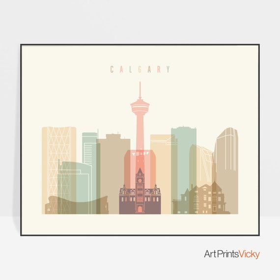 Calgary Art Print Calgary Poster Calgary Skyline Wall Art Etsy
