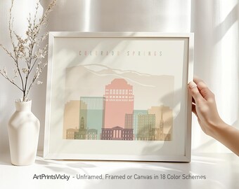 Colorado Springs Print, Wall art skyline poster, City print, Personalised print | ArtPrintsVicky
