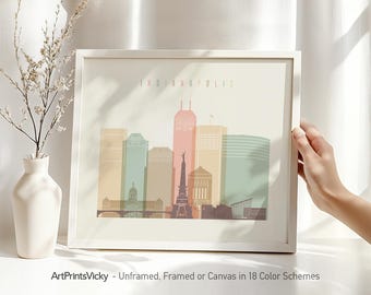 Indianapolis print, Poster, Wall art, Indiana cityscape, Indianapolis skyline, City poster, ArtPrintsVicky