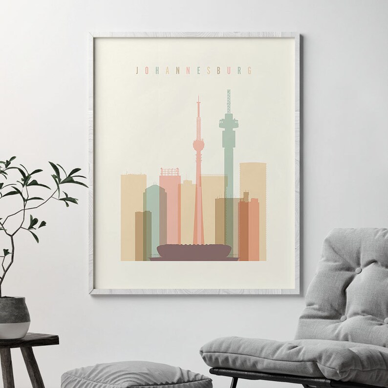 Johannesburg Print Johannesburg Poster South Africa Skyline Etsy UK