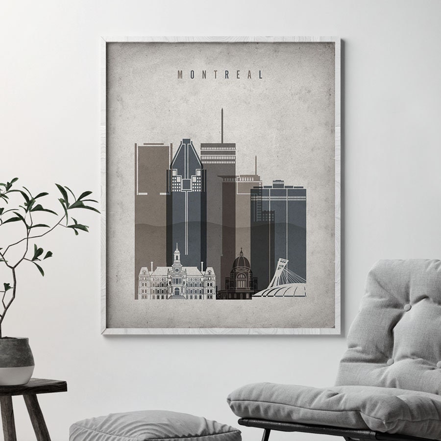 Montreal poster print Montreal Wall art Montreal skyline Etsy