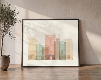 Nashville Wall Art Print, Poster Skyline, Travel Gifts