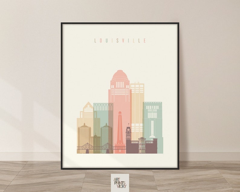 Louisville poster, Louisville skyline print, wall art travel print, city print, personalised gift ArtPrintsVicky image 2
