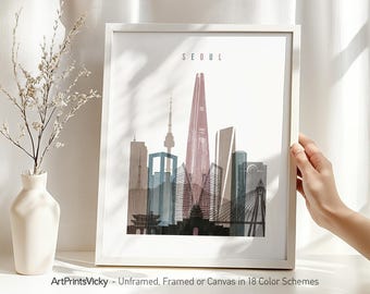 Seoul Wall Art Print, Seoul Skyline Poster, Travel Decor for Homes, Offices, and Unique Gifts | ArtPrintsVicky
