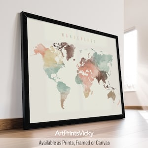 World Map Poster by ArtPrintsVicky