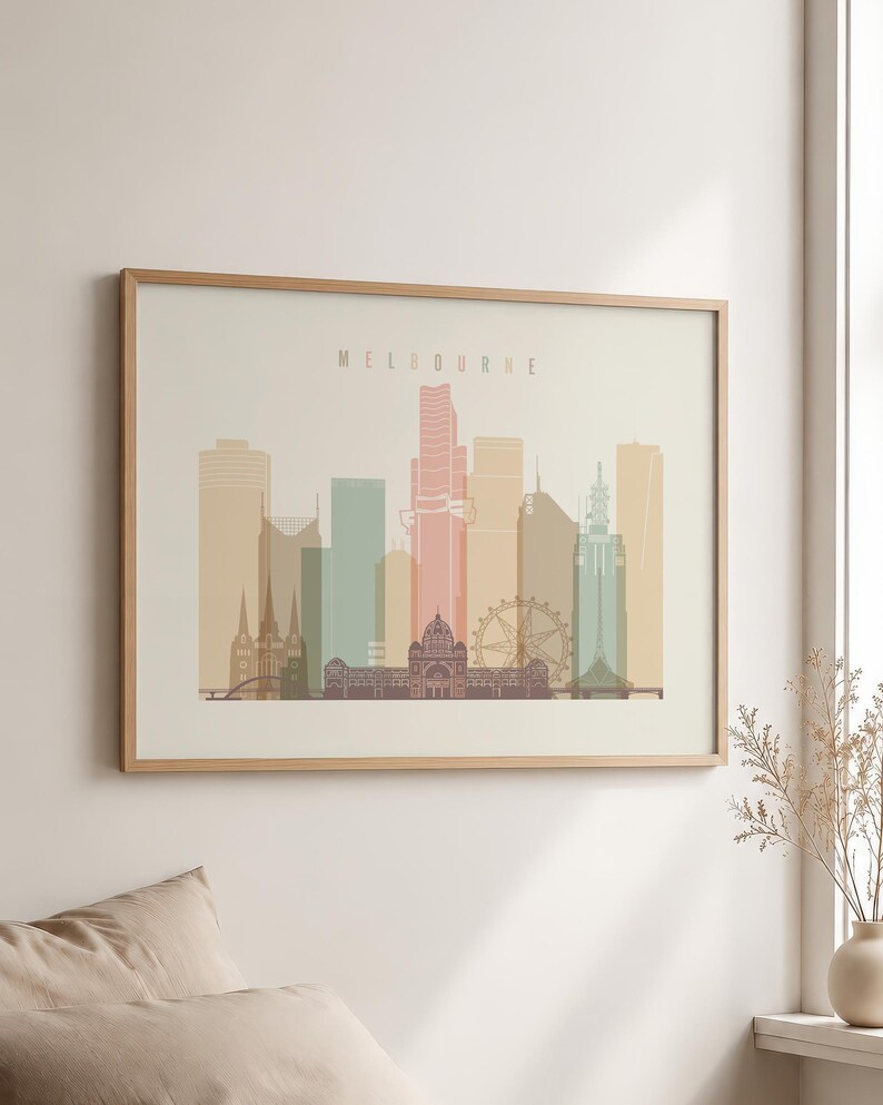 Lámina decorativa de Melbourne, pósteres de paisajes urbanos de Victoria, Australia, regalos de viaje imagen 3