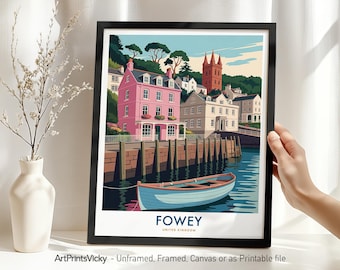 Fowey Cornwall Travel Print - England, Fowey Poster, Wall Art Print Home Decor