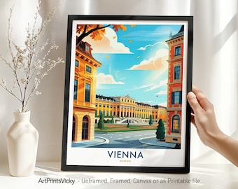 Vienna Travel Poster – Austria | Vienna Art Print | European Wall Art Illustration | Wall Hanging Home Decor | Housewarming Gift