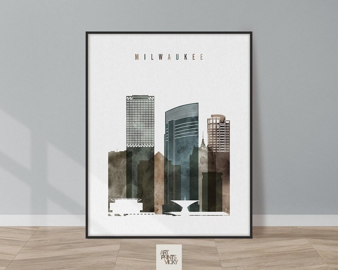 Milwaukee Skyline Milwaukee Art Print Poster Watercolor - Etsy