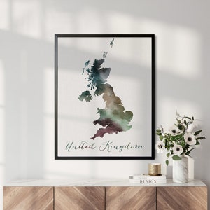 United Kingdom Wall Map Poster UK Map Print British Framed Map England Map Canvas Map of England by ArtPrintsVicky image 3