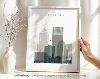 Portland Oregon print, wall art poster, Portland OR skyline, city travel print, Personalised gift | ArtPrintsVicky