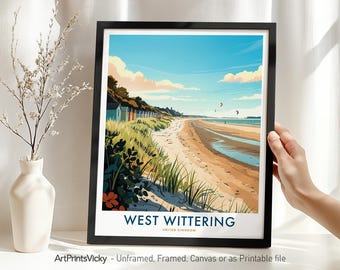 West Wittering Travel Print Wall Art, West Wittering UK Poster, British Seaside Wall Decor, Housewarming Gift
