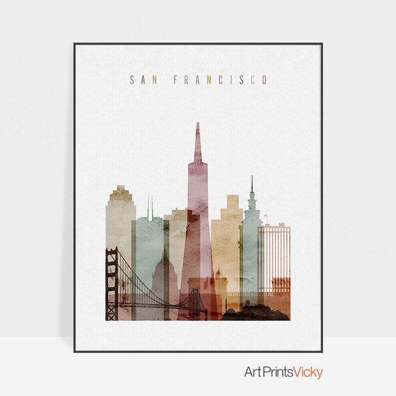 San Francisco Wall art San Francisco Poster San Francisco Etsy
