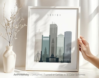 Boston Print, Poster Skyline, Massachusetts Wall Art Decor for Homes, Offices, and Unique Travel Gifts | ArtPrintsVicky