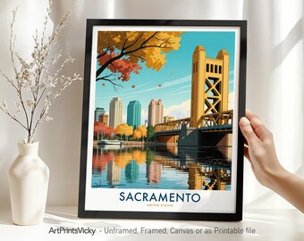 Sacramento Print - California | Sacramento Travel Poster | Modern Cityscape for Home Office Decor or Gift