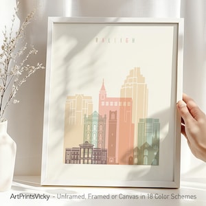 Raleigh art print, Raleigh NC poster, Raleigh skyline wall art, Travel print, Office and Home decor, Travel Gift | ArtPrintsVicky